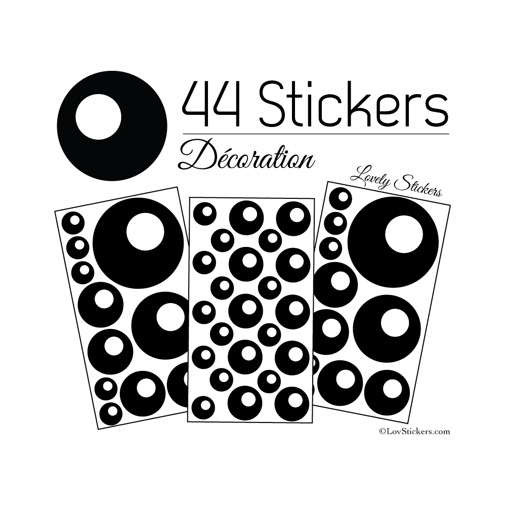 40 Stickers Ronds - Autocollant Deco Ronds pleins - 6,99 € Couleur  Interieur Noir