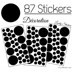 87 Stickers Ronds - Autocollant deco Ronds Pleins - 6,99 € Couleur