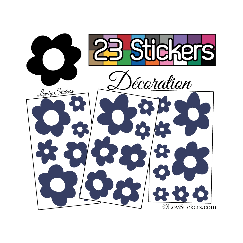 23 Stickers Fleurs Mixte - Autocollant Décoration Intérieur