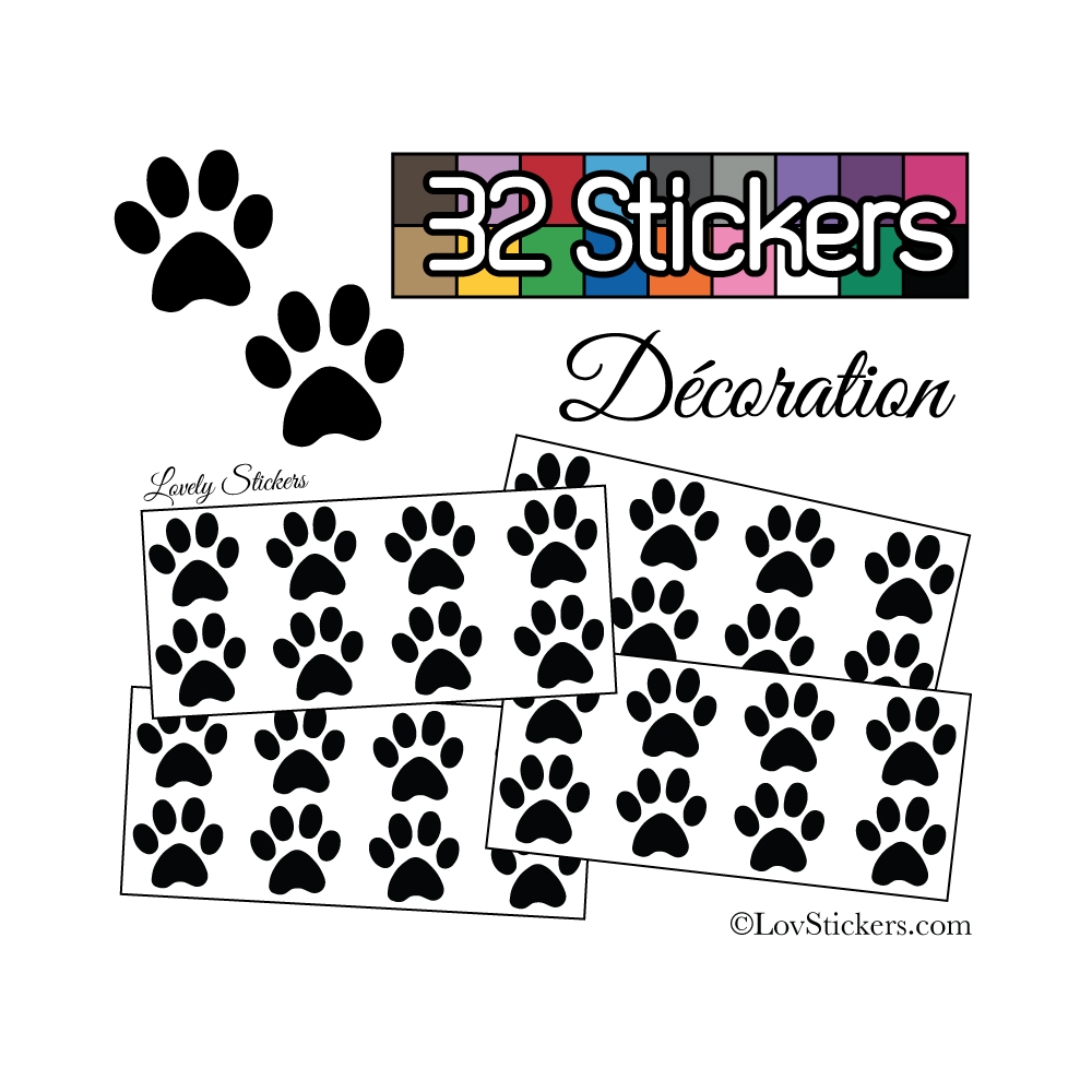 32 Stickers Empreintes de Chat - Autocollant Décoration Intérieur