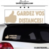 Sticker Prevention Voiture - GARDEZ VOS DISTANCES ! avec pouce