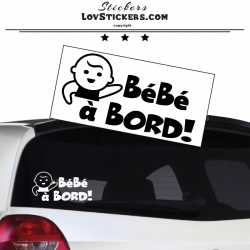 Sticker Bébé à Bord avec un Chat - LovStickers Couleur Exterieur Noir