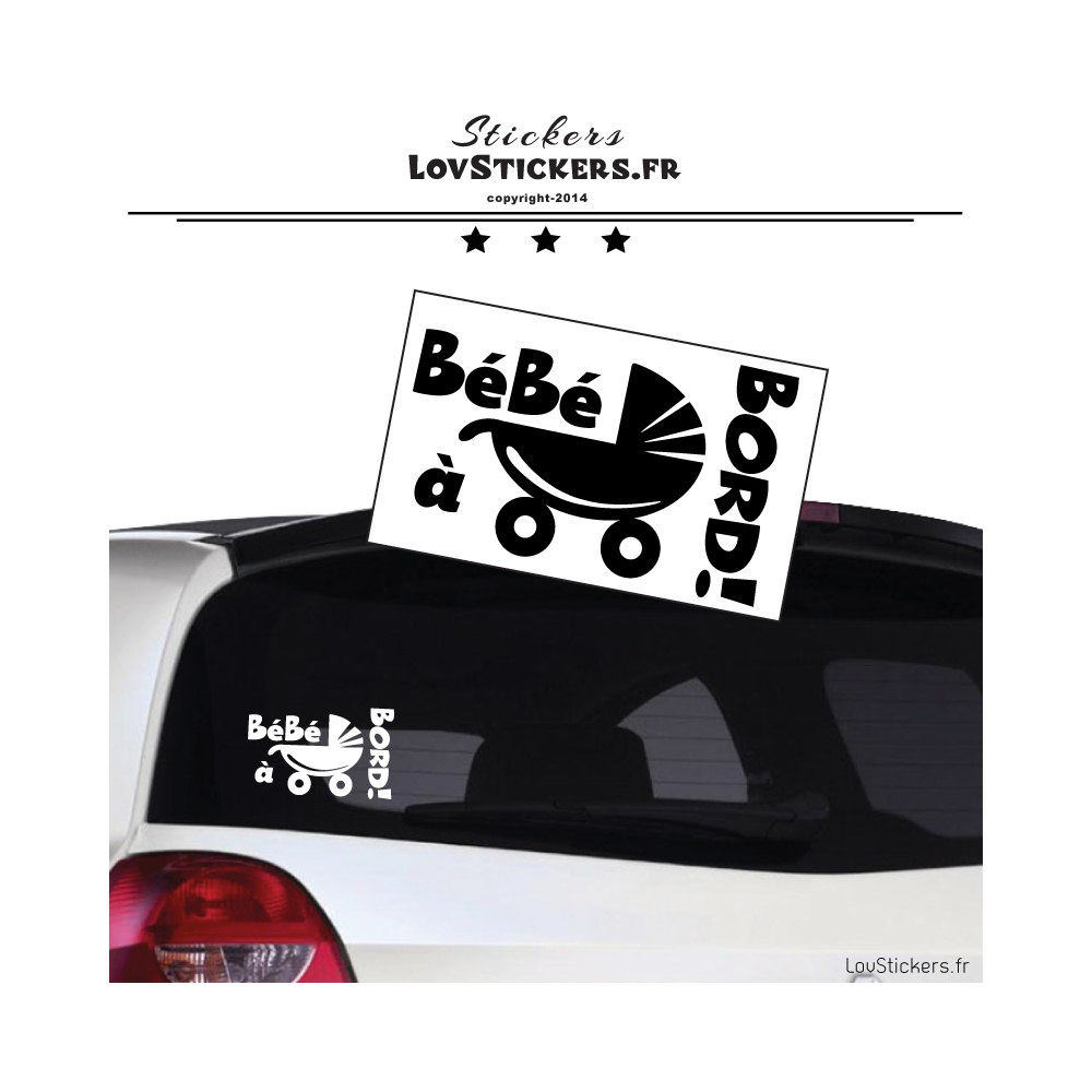 Sticker Bébé à Bord cœur - Sécurité enfant voiture - 4,99 € Couleur  Exterieur Noir