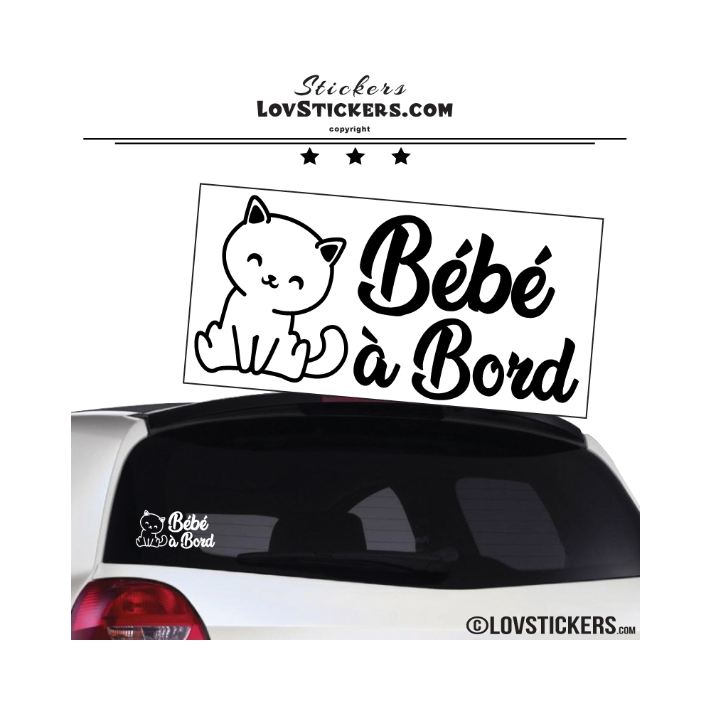 Sticker Bebe A Bord Avec Un Chat Lovstickers