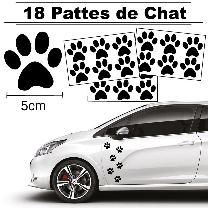 Lot De 18 Stickers Pattes De Chat Autocollant Haute Qualite