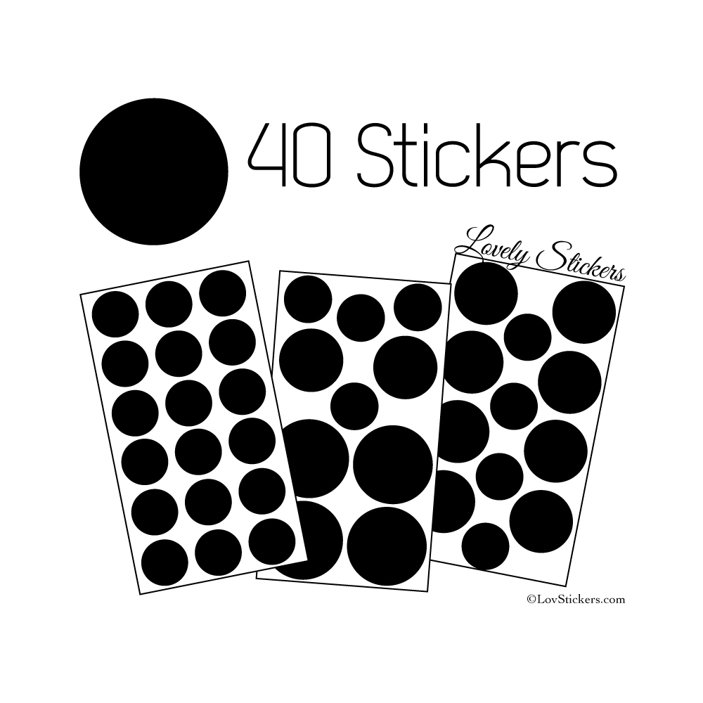 40 Stickers Ronds - Autocollant Deco Ronds pleins - 6,99 € Couleur  Interieur Noir