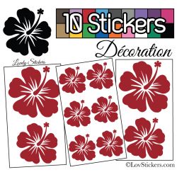 Stickers Muraux Fleurs d'hibiscus et papillons