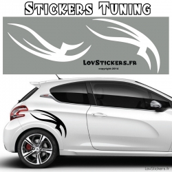 2 Stickers Tribal Tuning Voiture Couleur Exterieur Noir