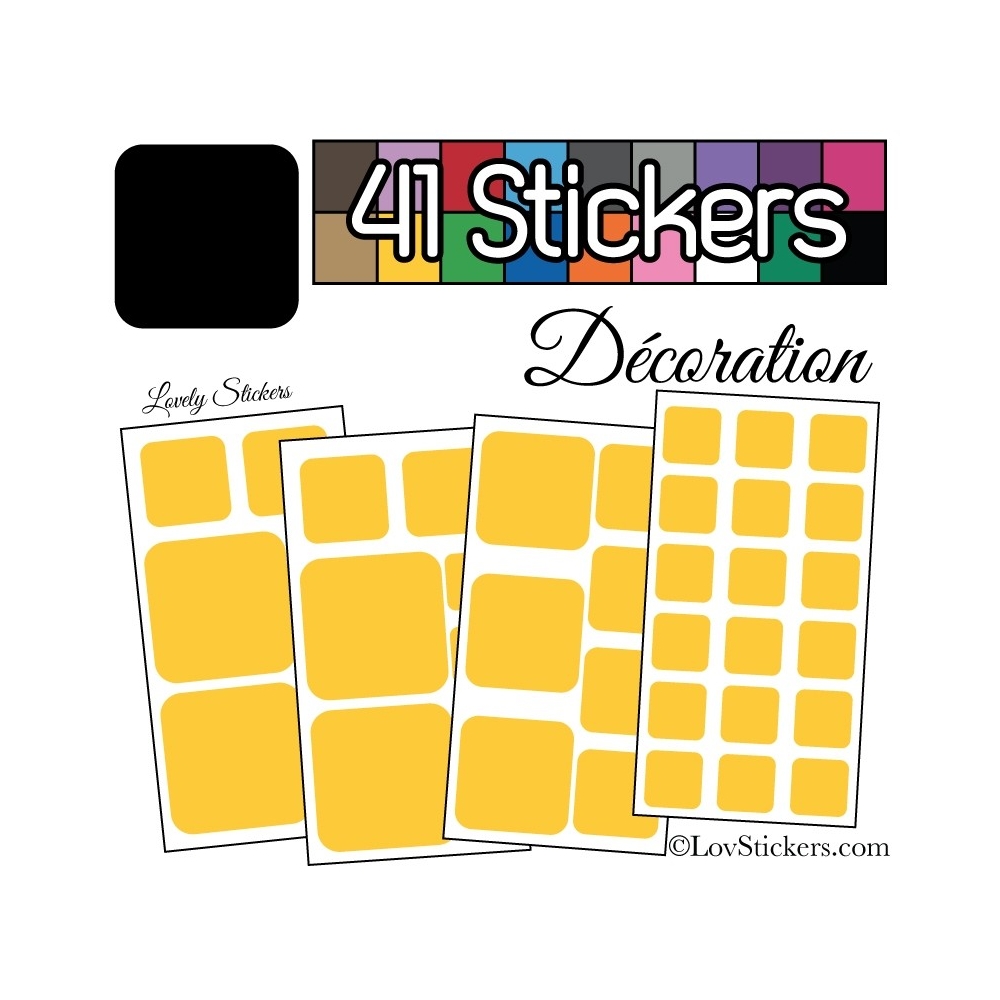 41 Stickers Carrés Mixte - Autocollant Décoration Intérieur