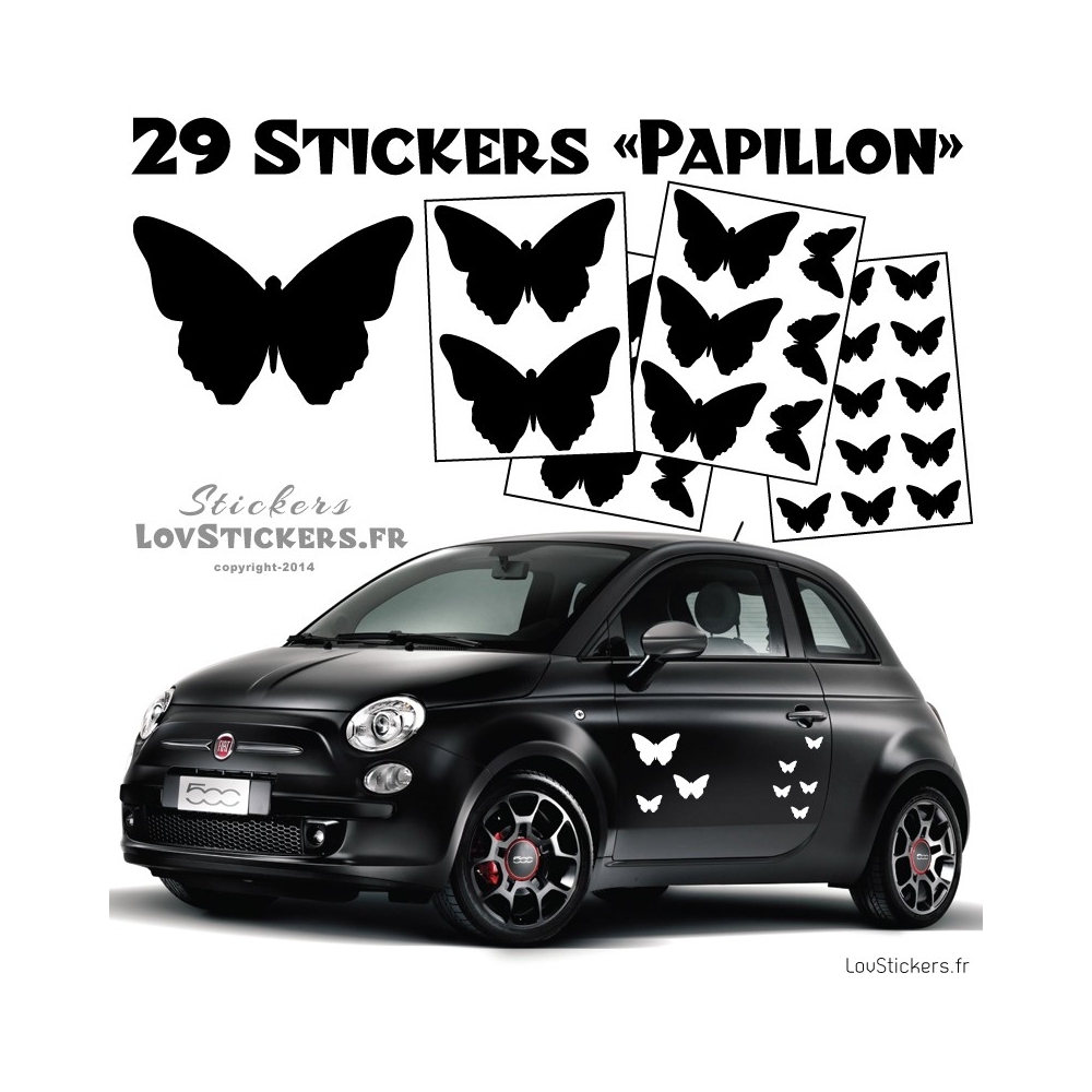 Lot de 29 Stickers de Papillon pour la deco - LovStickers Taille Kit Kit No  1 Couleur Exterieur Noir