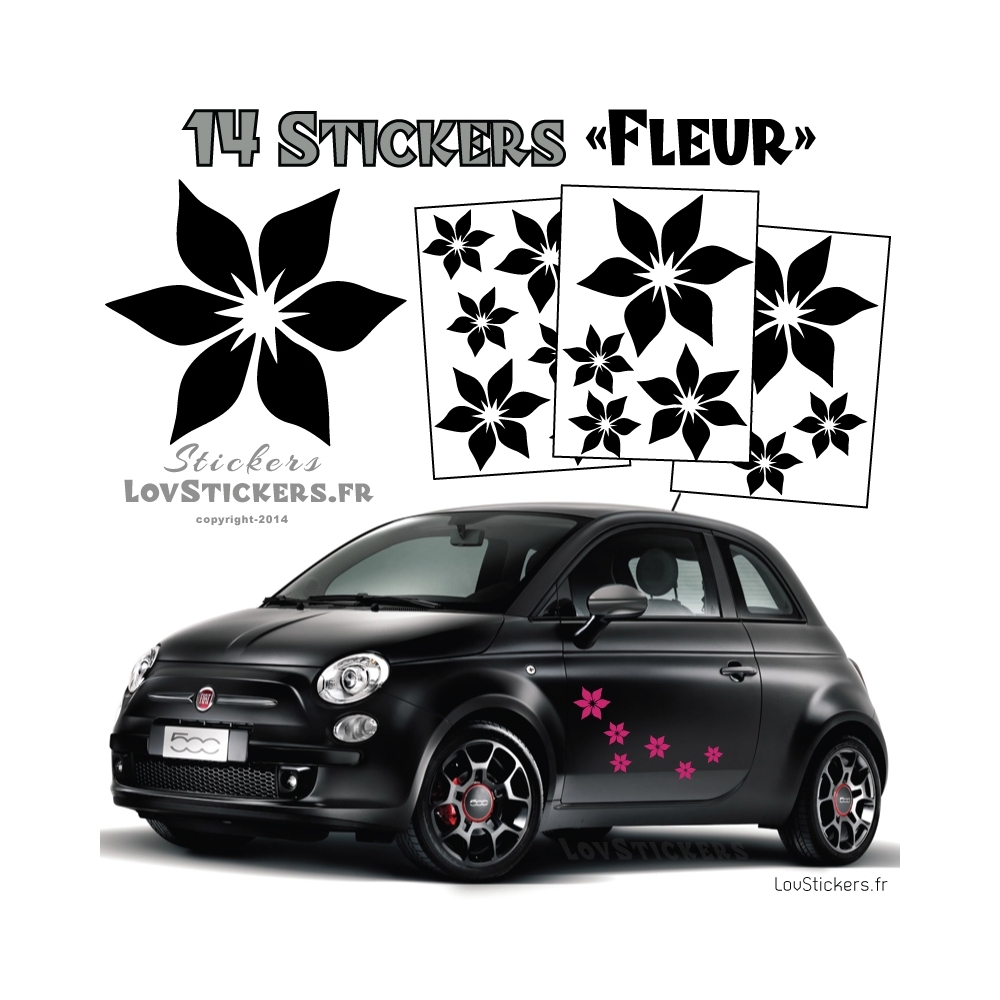 Nouveau Design de Fleur de décoration pour voiture - LovStickers Couleur  Exterieur Noir