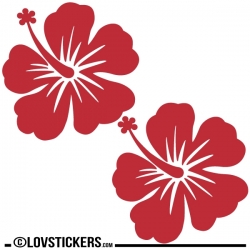 2 stickers autocollant fleur hibiscus