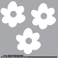 3 Stickers Fleur 20 cm - Décoration intérieur en Vinyle - Nombreux  Couleur Interieur Noir
