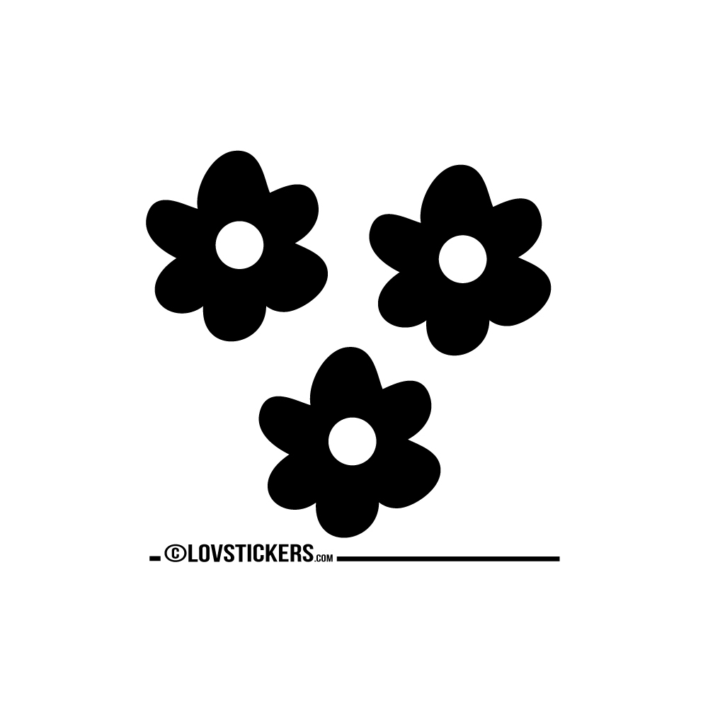 Sticker Fleurs 1 Couleur Noir Finition Brillant
