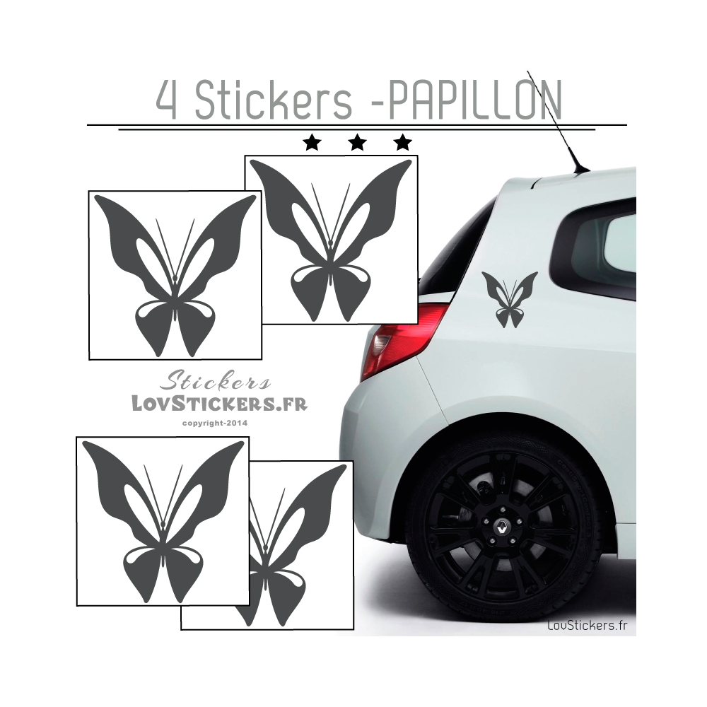 4 Stickers Papillons Mixte - Deco auto voiture papillons