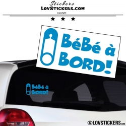 Sticker Bébé à Bord! bleu ciel avec Epingle - Securité enfant voiture