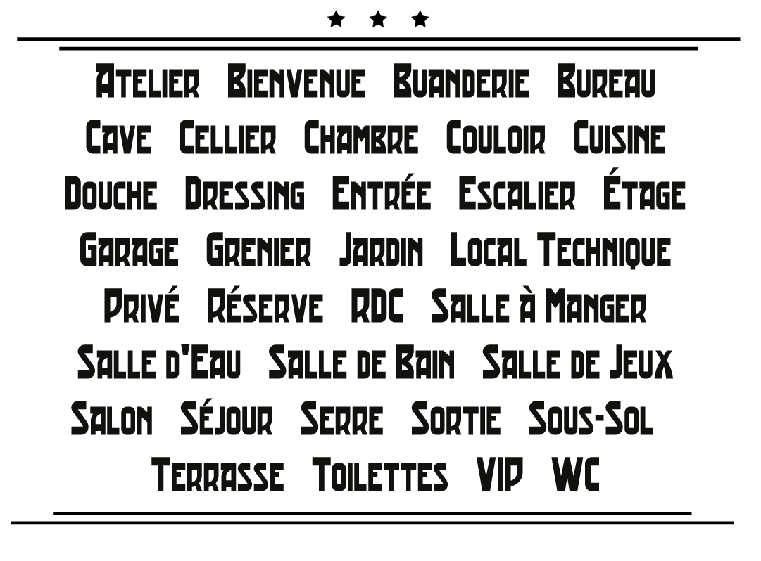 Sticker Porte - Typographie 01 - 8,90 € Couleur Interieur Noir Porte Maison  Atelier Taille Stickers Portes Normal